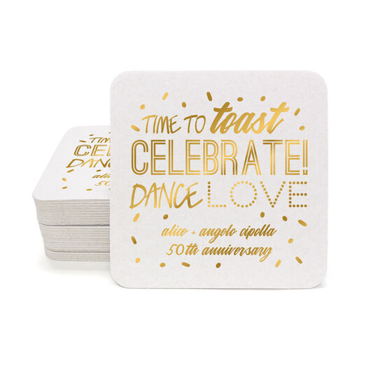 Toast Celebrate Love Square Coasters